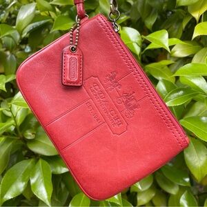 Coach Bleecker Orange Wallet Wristlet with Tattersall Plaid Lining